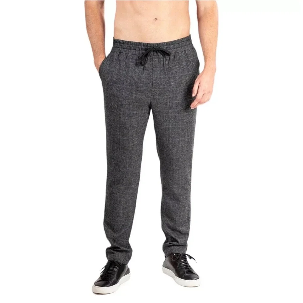 Natori Men XL Charcoal‎ Dogen Glen Plaid Casual Lounge Pants Quiet Luxury Nordic